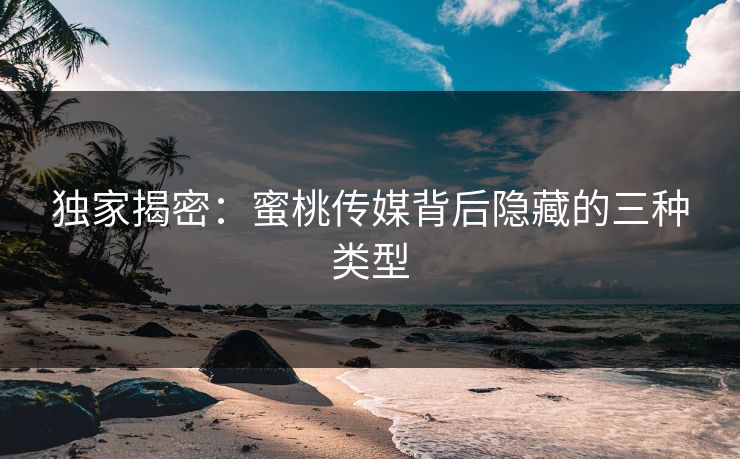 独家揭密：蜜桃传媒背后隐藏的三种类型