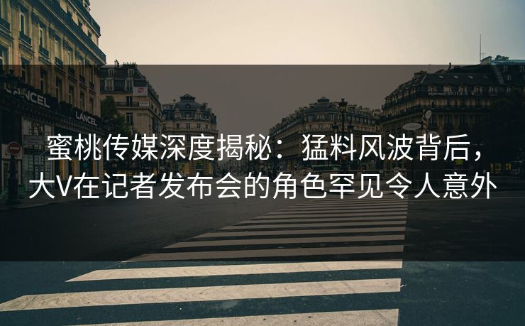 蜜桃传媒深度揭秘：猛料风波背后，大V在记者发布会的角色罕见令人意外