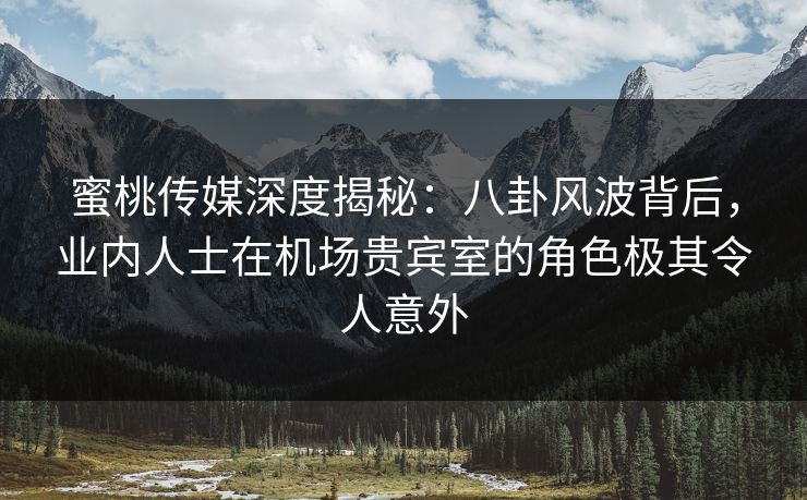 蜜桃传媒深度揭秘:八卦风波背后,业内人士在机场贵宾室的角色极其令人意外 蜜桃传媒深度揭秘:八卦风波背后,业内人士在机场贵宾室的角色极其令人意外